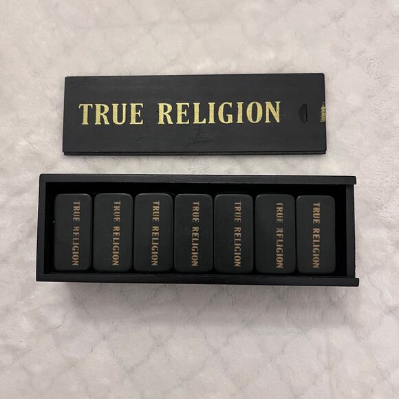 True Religion Dominoes Double-Six Box Set Wood Slide Box - Black - Picture 4 of 5
